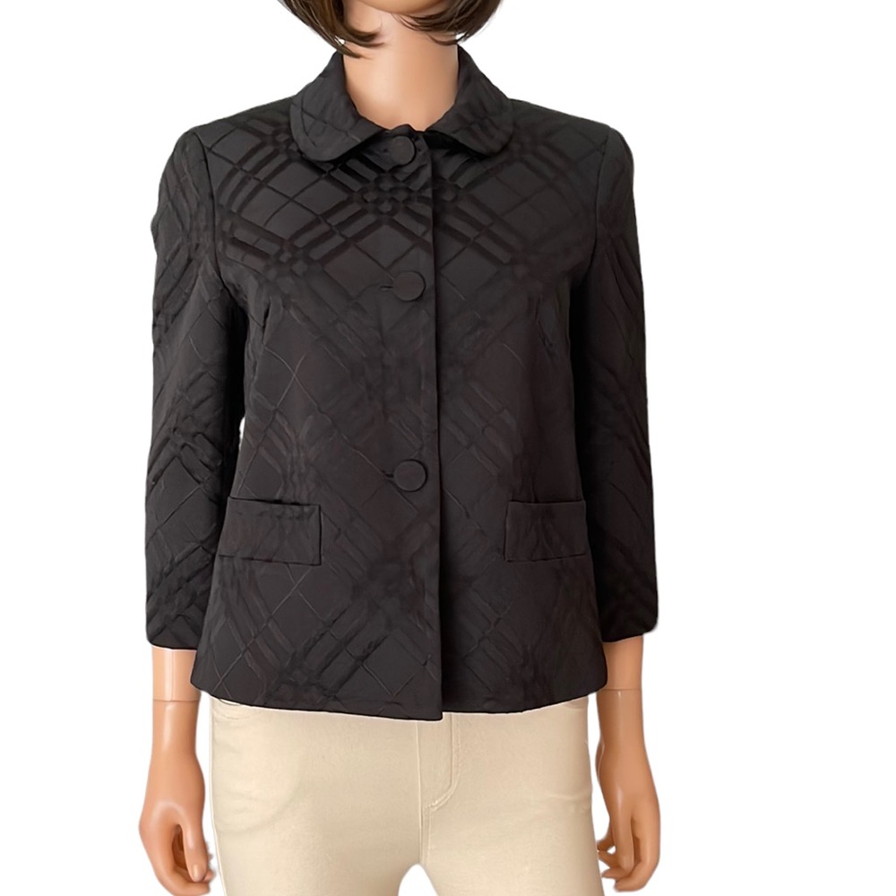 Talbots Black Quilted Pattern Cropped Jacket Peti… - image 1